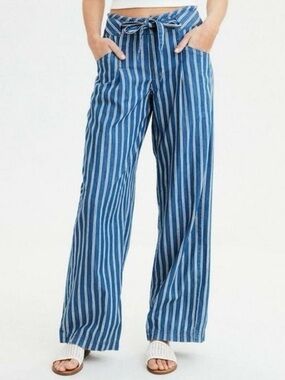 American Eagle Outfitters Blue and White Striped Palazzo Pants